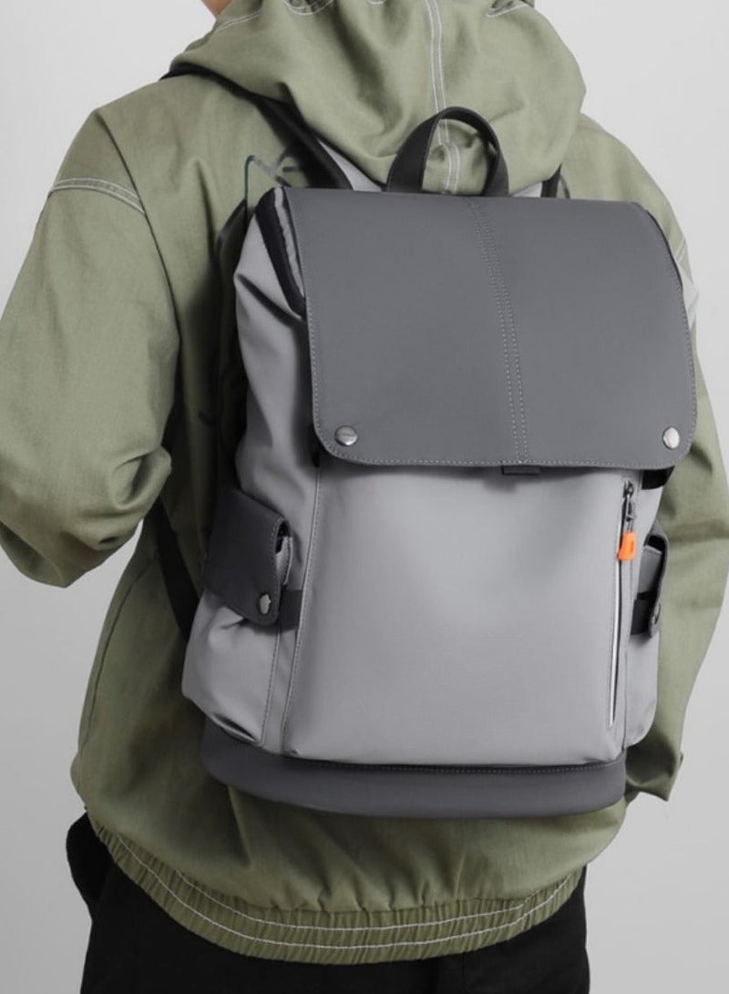 roaiss Stylish Backpack, Large Capacity Travel Backpack, 15.6-inch Laptop Bag with Snap Buttons and Multiple Pockets, Waterproof Boarding Bag with USB Charging Port, Suitable for Travel, Work, School or Outdoor Activities - Image 1